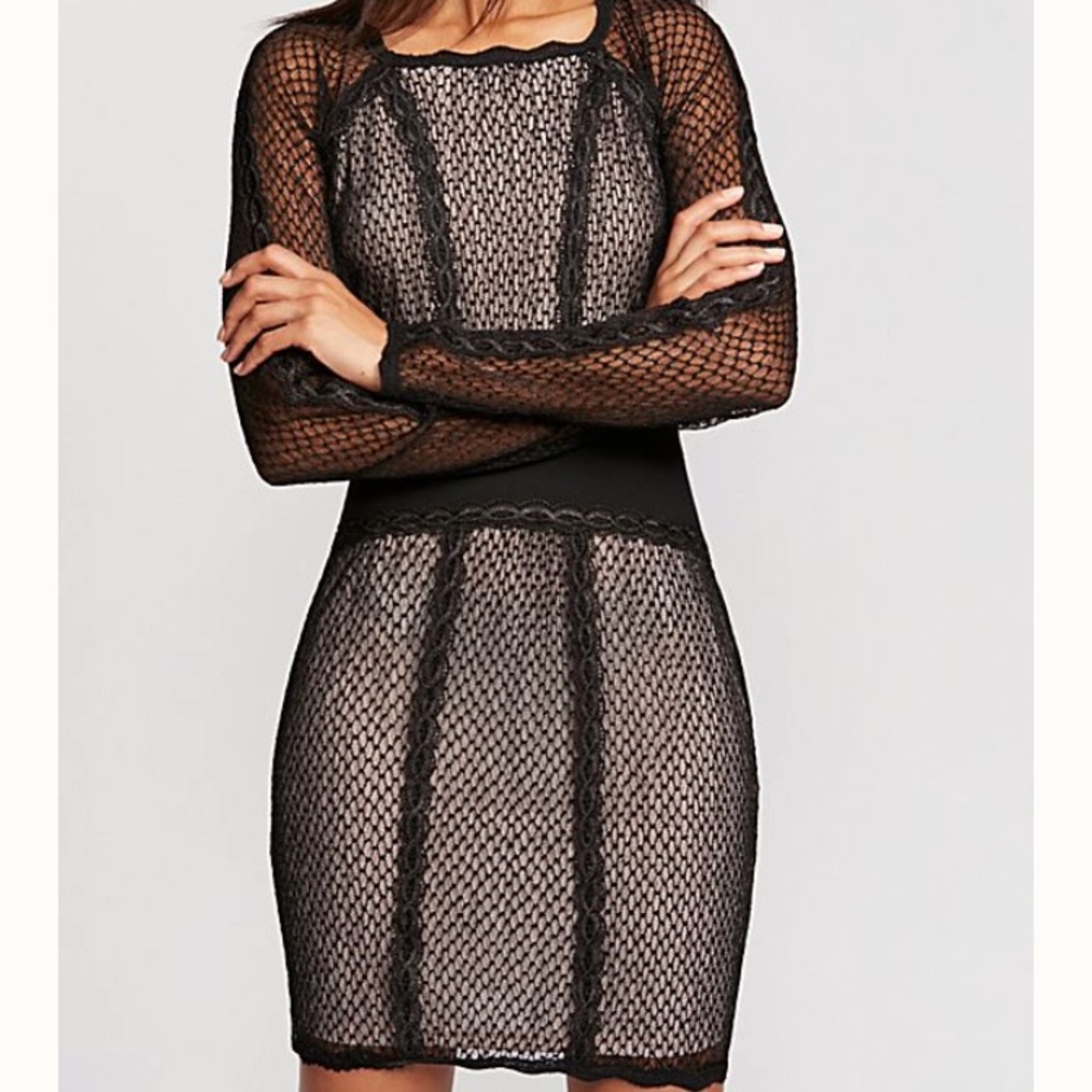 Free People Mixed Mesh Bodycon Dress